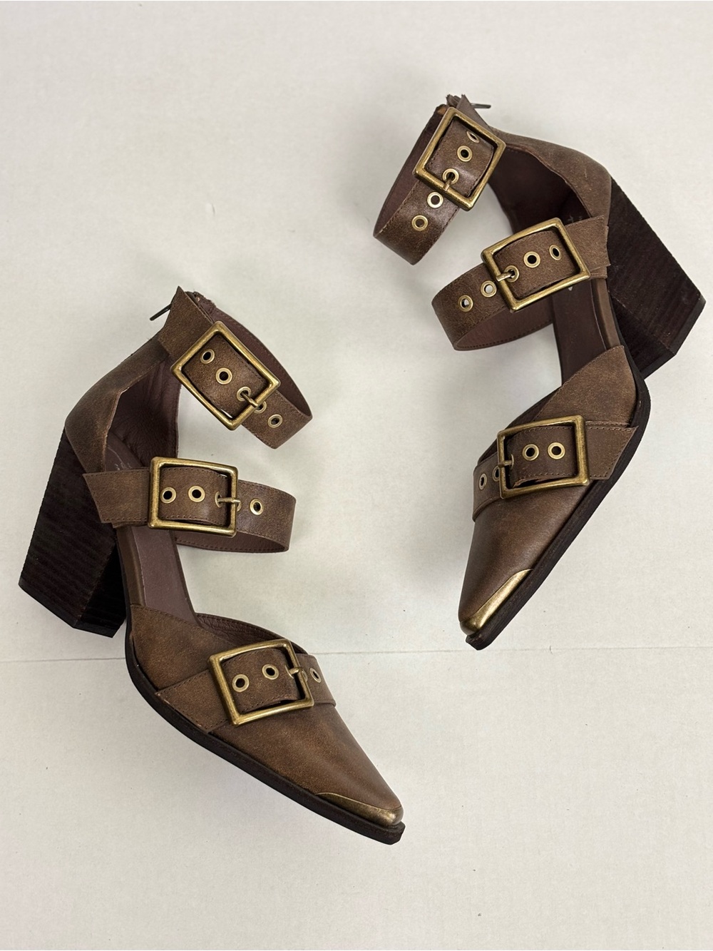 Free People x Jeffrey Campbell Hendrix Heels in Oiled Brown Size 10 - Picture 5 of 10